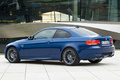 BMW M3 bleu 3/4 arrière gauche