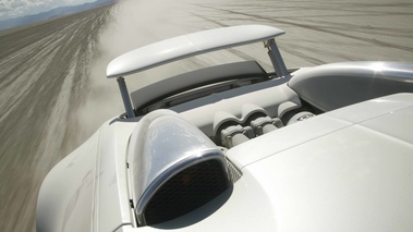 Bugatti Veyron blanc/bleu moteur travelling