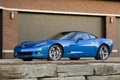 Chevrolet Corvette C6 Grand Sport bleu 3/4 avant gauche