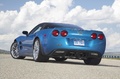 Chevrolet Corvette C6 ZR1 bleu 3/4 arrière gauche penché