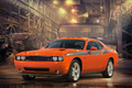 Dodge Challenger R/T orange 3/4 avant gauche