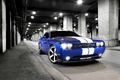 Dodge Challenger SRT-8 bleu 3/4 avant droit