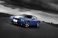 Dodge Challenger SRT-8 bleu 3/4 avant gauche penché 2