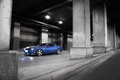Dodge Challenger SRT-8 bleu 3/4 avant gauche