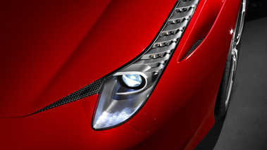 Ferrari 458 Italia - rouge - détail, phare avant