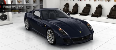 Ferrari 599 GTO bleu foncé 3/4 avant droit