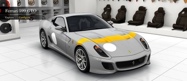 Ferrari 599 GTO gris/jaune 3/4 avant droit