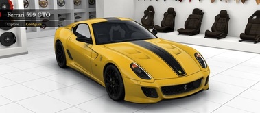 Ferrari 599 GTO jaune/noir 3/4 avant droit