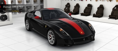 Ferrari 599 GTO noir/rouge 3/4 avant droit