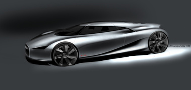 Jaguar C-X75 gris 3/4 avant gauche dessin