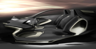 Jaguar C-X75 gris habitacle dessin 3