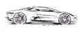 Jaguar C-X75 gris profil dessin