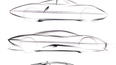 Jaguar C-X75 gris & XJ13 évolution style dessin debout