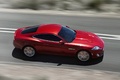 Jaguar XKR rouge filé vue de haut