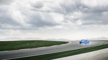 Jaguar XKR-S bleu 3/4 arrière gauche