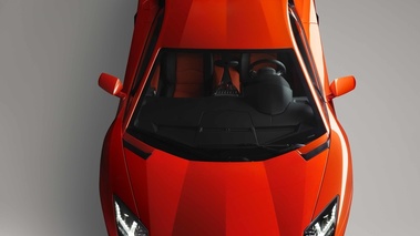 Lamborghini Aventador LP700-4 rouge face avant vue de haut debout