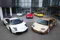 Lamborghini Diablo 6.0 SE & Murcielago LP670-4 SV blanc & 350 GT rouge & Miura jaune & Countach gris