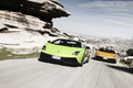 Lamborghini Gallardo LP570-4 Superleggera vert 3/4 avant gauche & orange face avant travelling penché