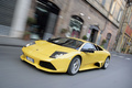 Lamborghini Murcielago LP640 jaune 3/4 avant gauche travelling penché