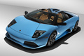 Lamborghini Murcielago LP640 Roadster Ad Personam bleu 3/4 avant gauche penché