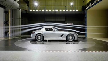 Mercedes SLS AMG gris soufflerie profil