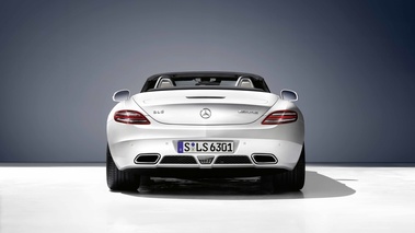 Mercedes SLS AMG Roadster blanc face arrière