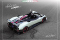 Pagani Zonda Cinque Roadster blanc 3/4 arrière droit vue de haut 2