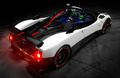 Pagani Zonda Cinque Roadster blanc 3/4 arrière droit vue de haut
