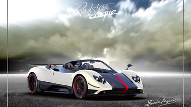 Pagani Zonda Cinque Roadster blanc 3/4 avant droit