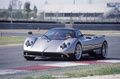 Pagani Zonda F gris 3/4 avant gauche filé