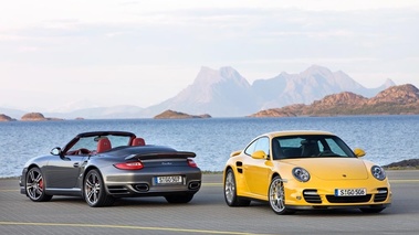 Porsche 911 Turbo 2009 - Jaune/gris - coupé et cabrio