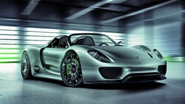 Porsche 918 Spyder - grise - 3/4 avant droit