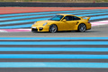 Porsche 997 GT2 jaune 3/4 avant gauche filé