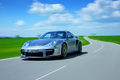 Porsche 997 GT2 RS gris 3/4 avant gauche travelling 