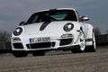Porsche 997 GT3 RS 4.0 blanc 3/4 avant gauche penché