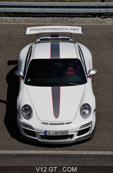 Porsche 997 Gt3 Rs 4 0 Blanc Face Avant Vue De Haut Debout