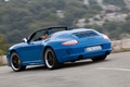 Porsche 997 Speedster bleu 3/4 arrière gauche filé penché 3