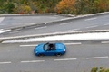 Porsche 997 Speedster bleu filé vue du dessus penché