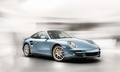 Porsche 997 Turbo S bleu 3/4 avant droit