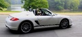 Porsche Boxster Spyder blanc 3/4 arrière droit filé 2
