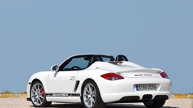 Porsche Boxster Spyder - blanc - 3/4 arrière gauche