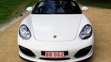 Porsche Boxster Spyder blanc face avant