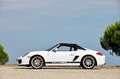 Porsche Boxster Spyder - blanc - profil gauche, fermé