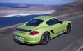 Porsche Cayman R vert 3/4 arrière droit travelling