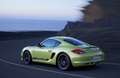 Porsche Cayman R vert 3/4 arrière gauche travelling