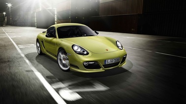 Porsche Cayman R vert 3/4 avant droit travelling