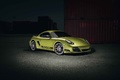 Porsche Cayman R vert 3/4 avant droit