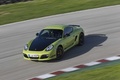 Porsche Cayman R vert 3/4 avant gauche filé penché vue de haut 2