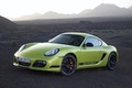 Porsche Cayman R vert 3/4 avant gauche penché