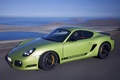 Porsche Cayman R vert 3/4 avant gauche travelling penché 3